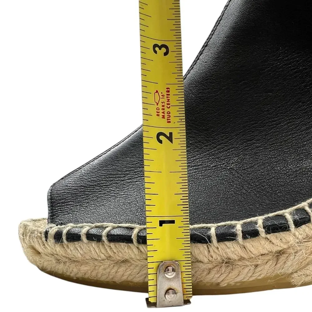 Vince Black Espadrille Wedge Sandals Peep Toe Ankle Strap Shoes Women’s 8M